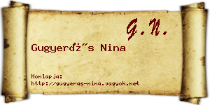 Gugyerás Nina névjegykártya